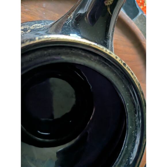 Pearl China Teapot Sugar Bowl Creamer black 22kt gold Vintage USA - Picture 4 of 11